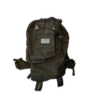 Black Tactical Canvas Backpack w US Flag